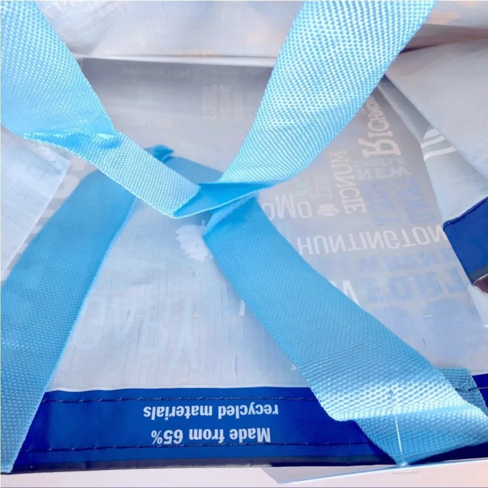 🌶️$5🌶️ NEW Reusable Grocery Bag INDIANA Cities Meijer 13 3/4” x 12 5/8” x 7 3/4”